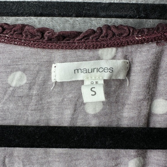 Maurices Womens Polka Dot Sleeveless Ruffle Neck Top Burgundy Small - Picture 3 of 4